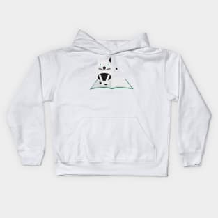 Cartoon Cat Sitting on an Open Book Kids Hoodie